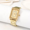Retro Simple Stylish Square Dial Calendar Quartz Watch - Gold - electronic accessories