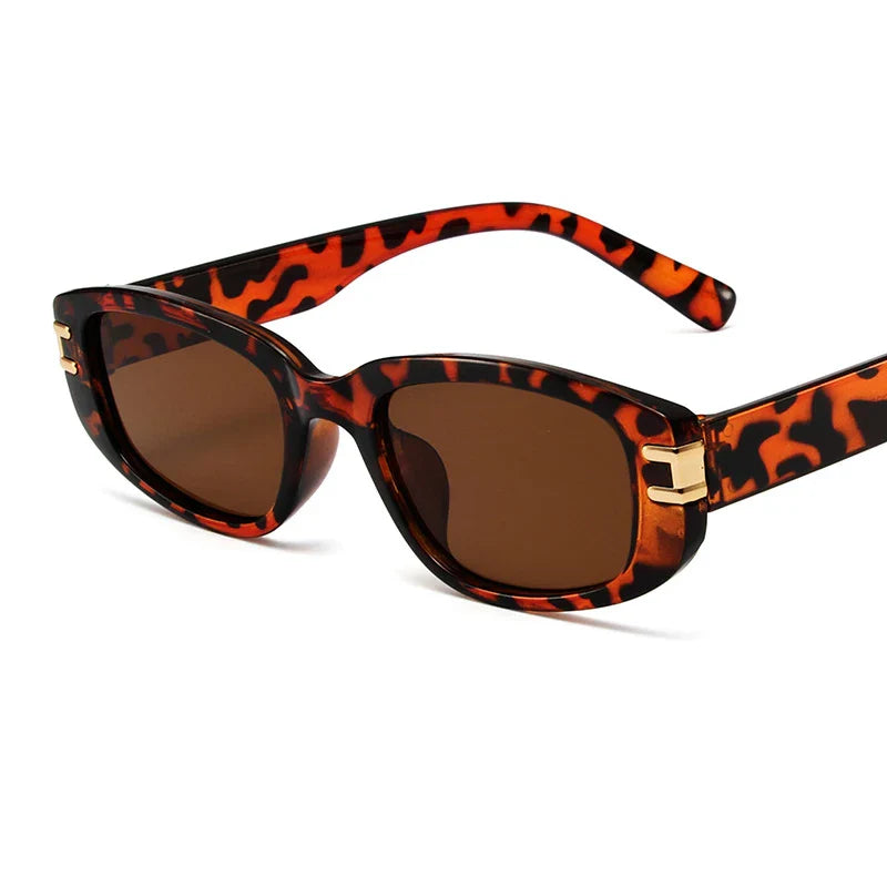 Retro Small Rectangle Women’s Sunglasses - Leopard Tea / As Picture