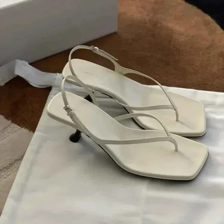 Retro Square Toe Clip Toe Sandals