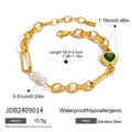 Retro Stainless Steel Green Zircon Bracelet - JDB2409014