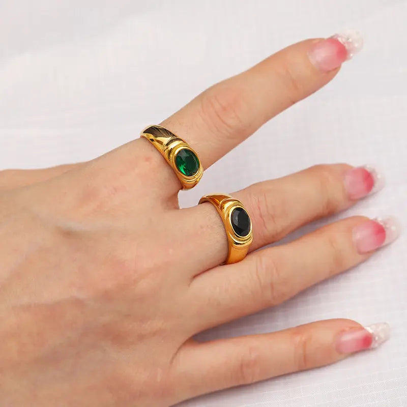 Retro Style Black Green Zircon Ring - electronic accessories