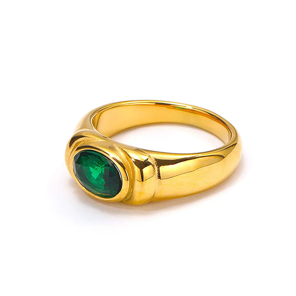 Retro Style Black Green Zircon Ring - Golden Lvzuan / No 10 - electronic accessories