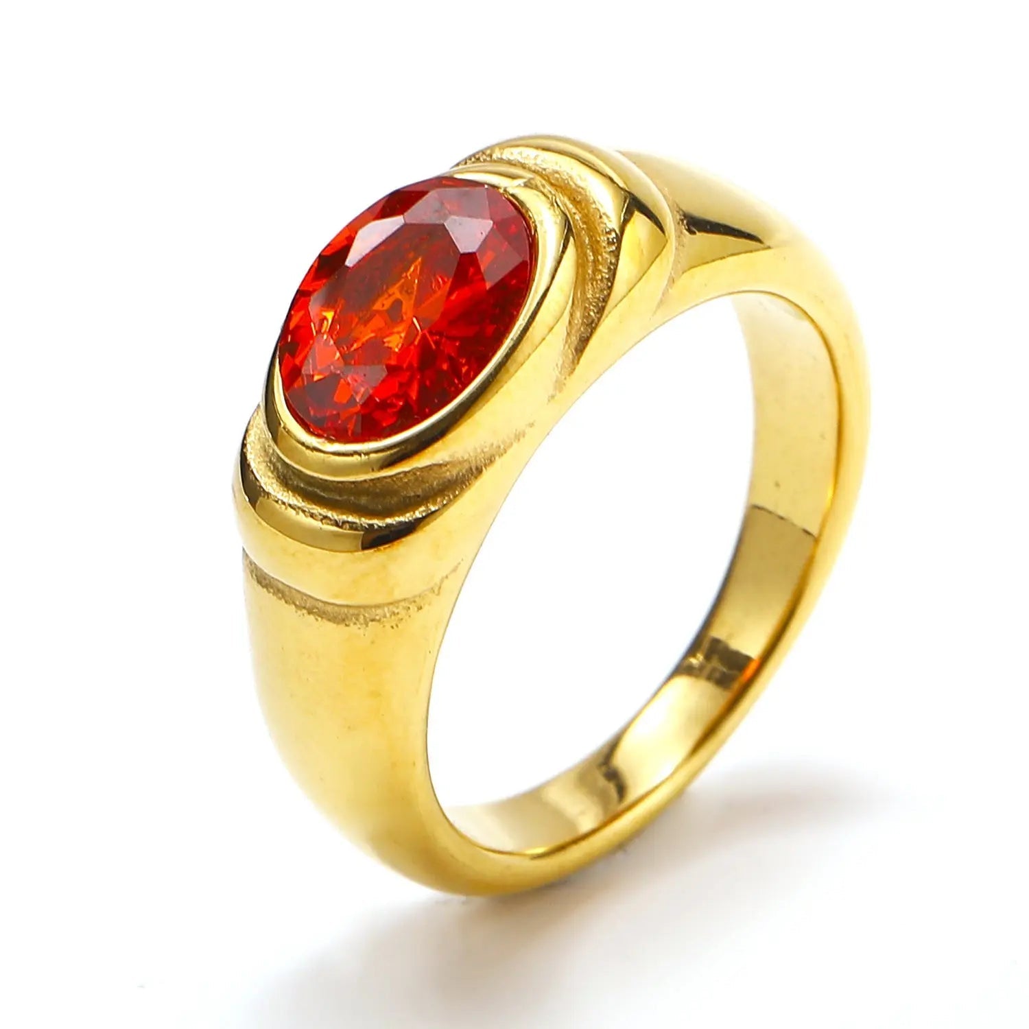 Retro Style Black Green Zircon Ring - Golden Pomegranate Red Diamond / No 10 - electronic accessories