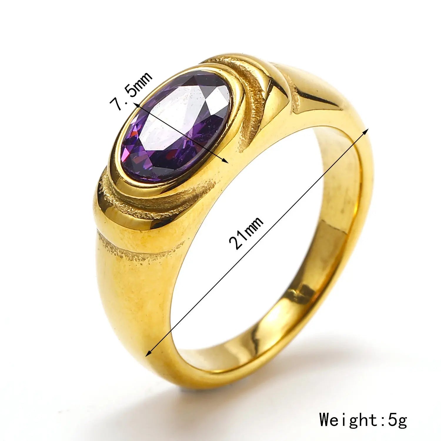 Retro Style Black Green Zircon Ring - Golden Purple Diamond / No 10 - electronic accessories