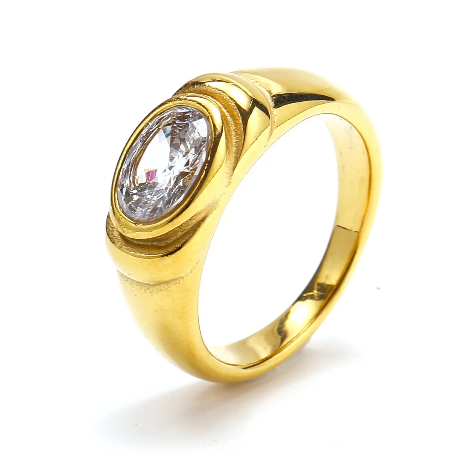 Retro Style Black Green Zircon Ring - Golden White Diamond / No 10 - electronic accessories