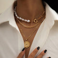 Retro Style Personality Pearl OT Buckle Necklace - 06 Gold - electronic accessories