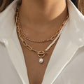 Retro Style Personality Pearl OT Buckle Necklace - Gold - electronic accessories