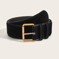 Retro Suede Leather Wide Belt - Black-102cm-