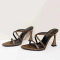 Rhinestone Satin Modern Heeled Sandal Women