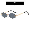 Rimless Diamond Shape Women Sunglasses - 8068-C1