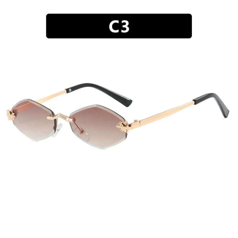 Rimless Diamond Shape Women Sunglasses - 8068-C3
