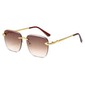 Rimless Square Sunglasses For Women - brown
