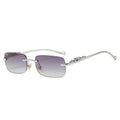 Rimless Square Sunglasses Woman - Silver Double Gray / other