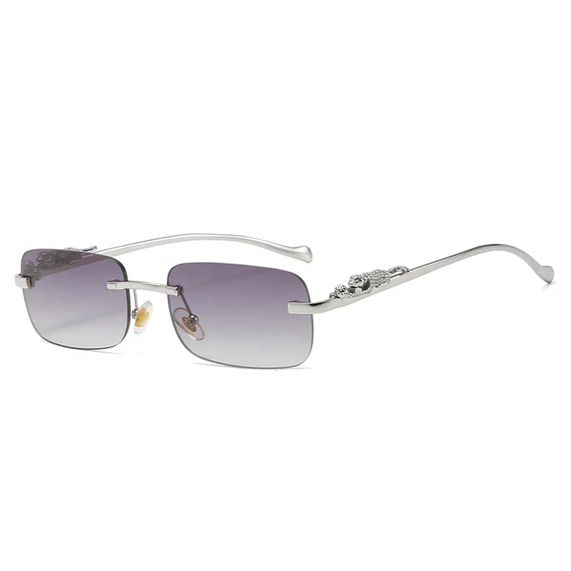 Rimless Square Sunglasses Woman - Silver Double Gray / other