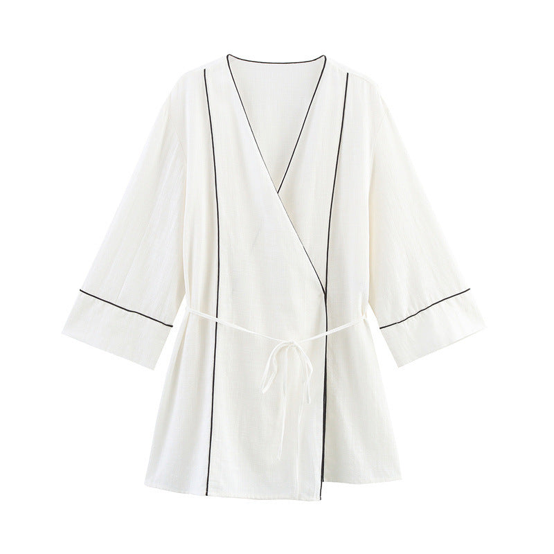 Rolled Double Breasted Coat Wide Leg Pants - Top / L - Other