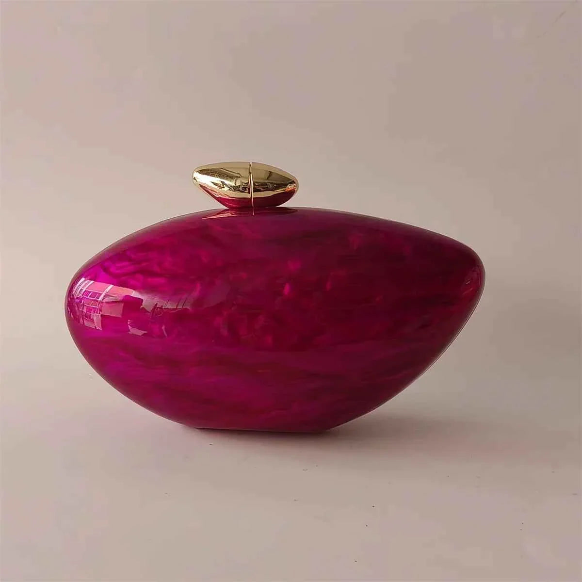 Rose Red Metal Clasp Shoulder Messenger Acrylic Box Clutch