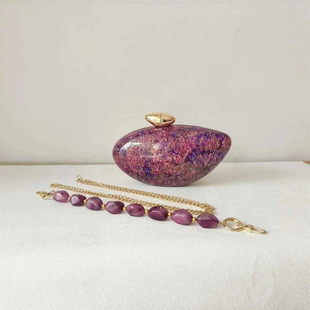 Rose Red Metal Clasp Shoulder Messenger Acrylic Box Clutch