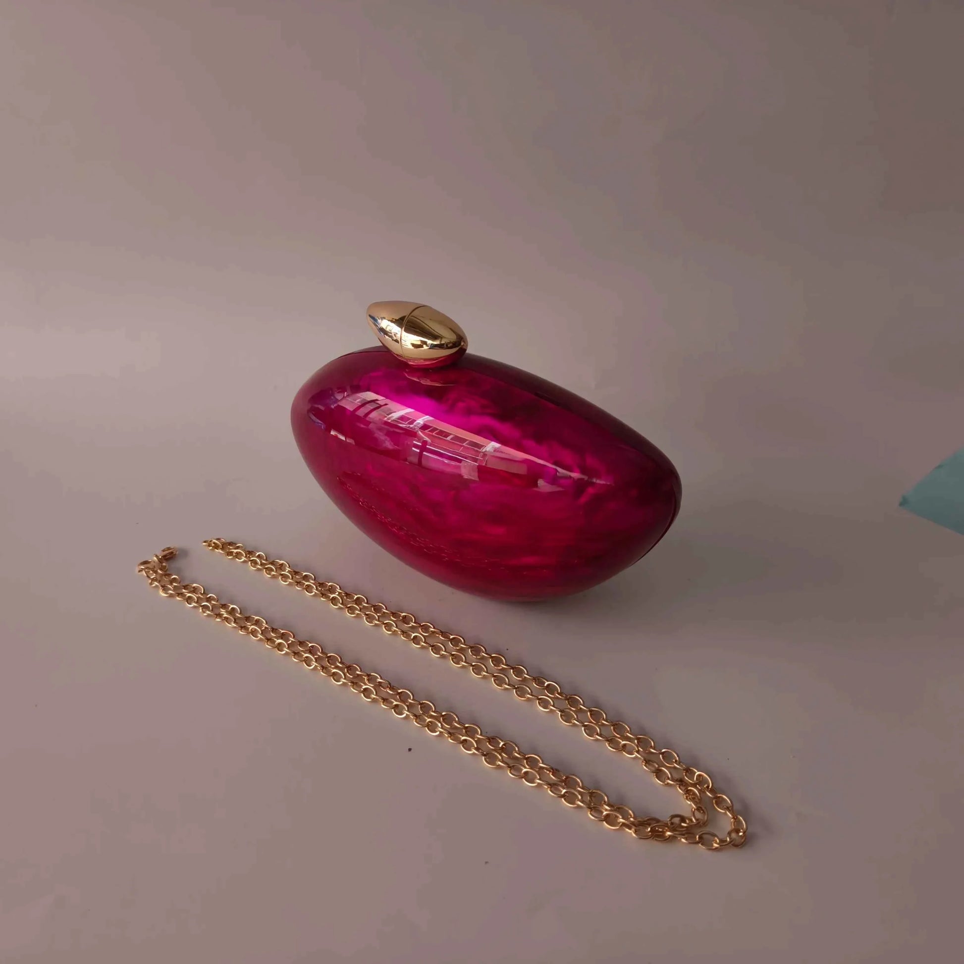 Rose Red Metal Clasp Shoulder Messenger Acrylic Box Clutch