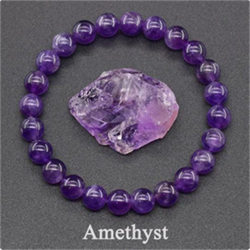 Rose Stone Agate Mixed Colorful Beads Bracelet - Amethyst - electronic accessories