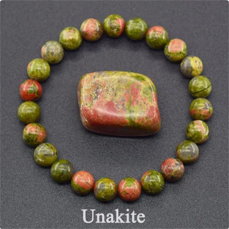 Rose Stone Agate Mixed Colorful Beads Bracelet - Olive Green - electronic accessories