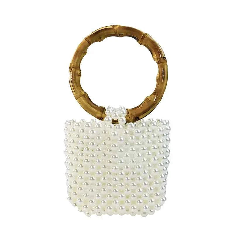 Round Bamboo Handle Handbag and Purse