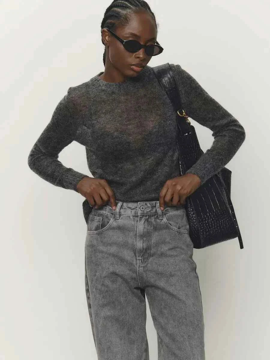 Round Neck Pullover Sweater For Women