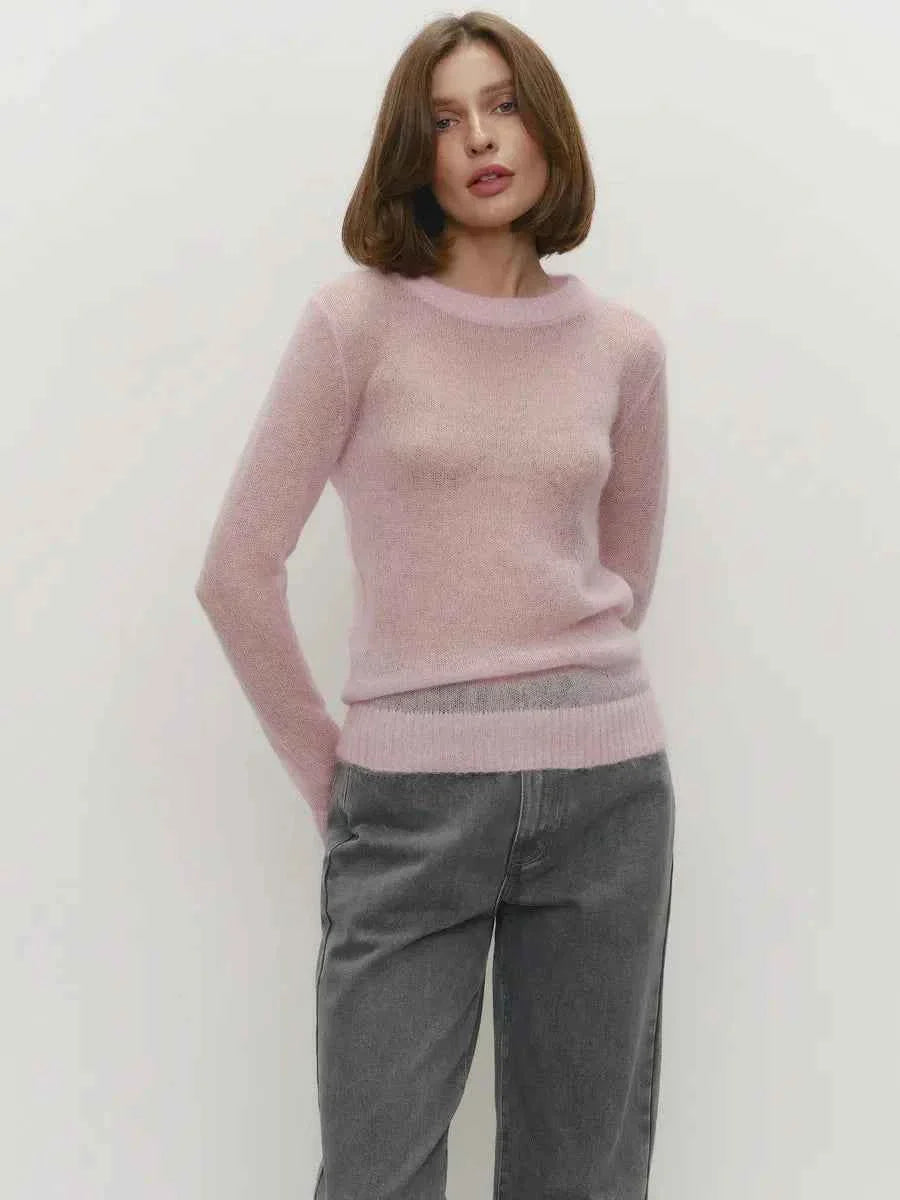 Round Neck Pullover Sweater For Women