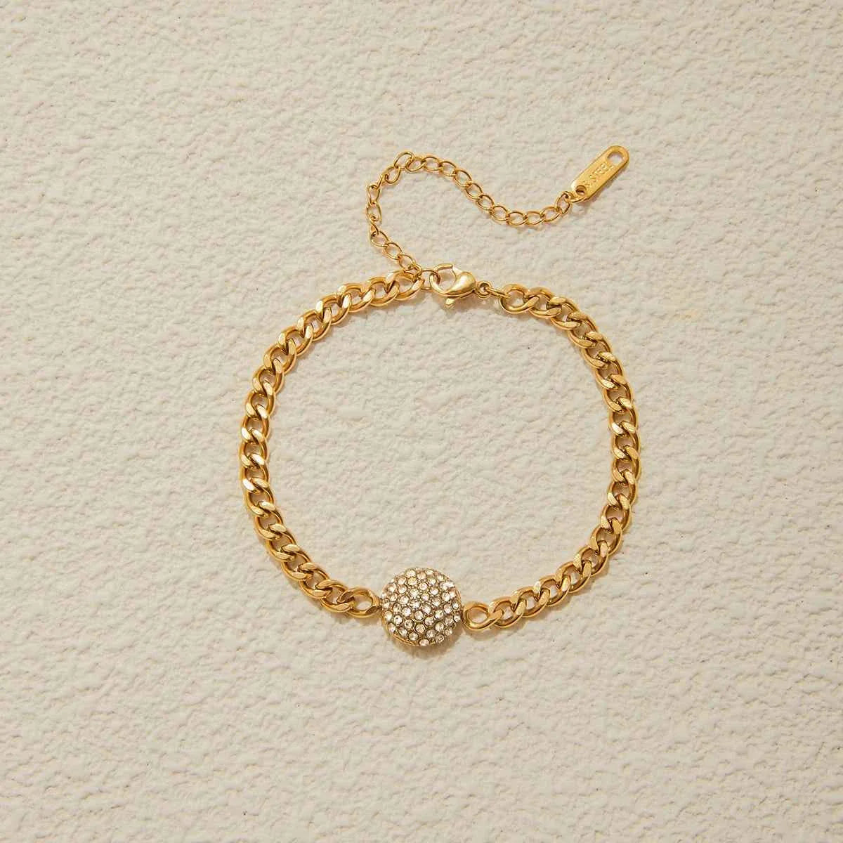 Round Rhinestone Bracelet Stackable Chain Bracelet Waterproof