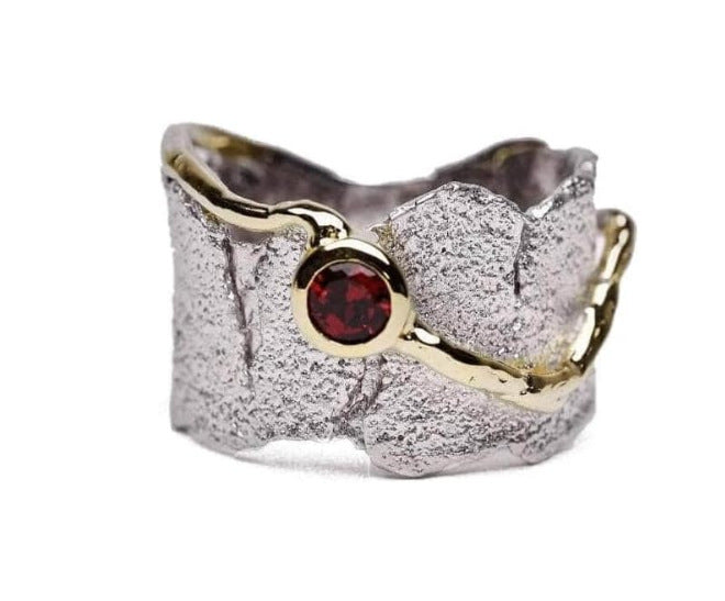 Ruby Irregular Wide Women’s Ring - two tone / 10 Yards - electronic accessories