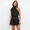 Ruffled Women Playsuits Backless High Waist - XL / black - Other