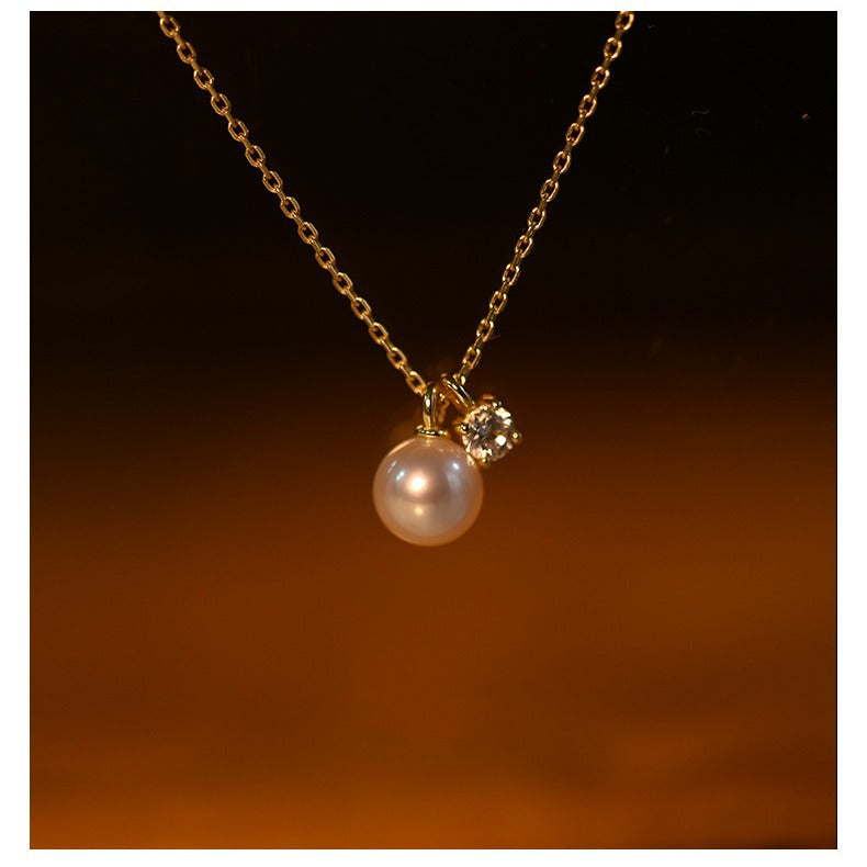 S925 Silver Plating 18K Dold Pearl Shell Pearls Necklace Simple French Style - electronic accessories