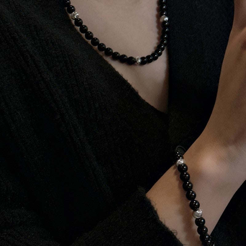 S925 Sterling Silver Black Agate Cat’s Eye Bracelet - 13SL12 / 925 - electronic accessories