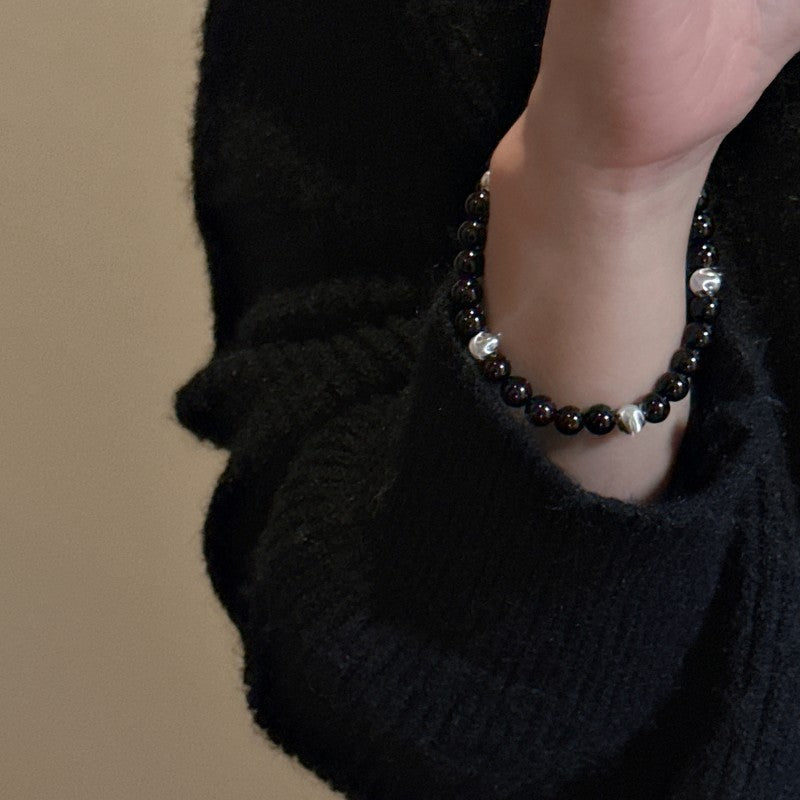 S925 Sterling Silver Black Agate Cat’s Eye Bracelet - 13SL12 / 925 - electronic accessories