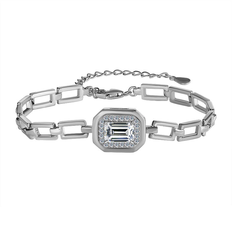 S925 Sterling Silver Moissanite Geometric Bracelet - 1 Karat Grandmother Cut / electronic accessories