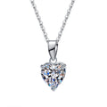 S925 Sterling Silver Moissanite Pendant Heart Necklace - White Diamond Set / 1 Karat Specification 6.5X65CM