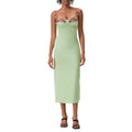Satin Sling Bodycon Long Dress Women - green / L