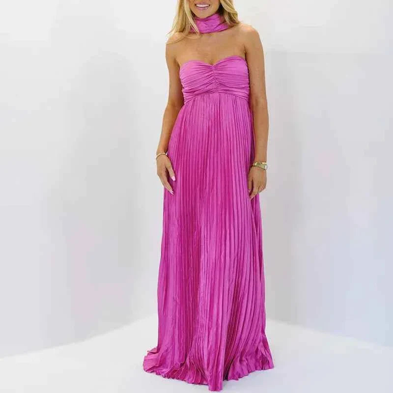 Scarf Off Shoulder High Waist Evening Dress