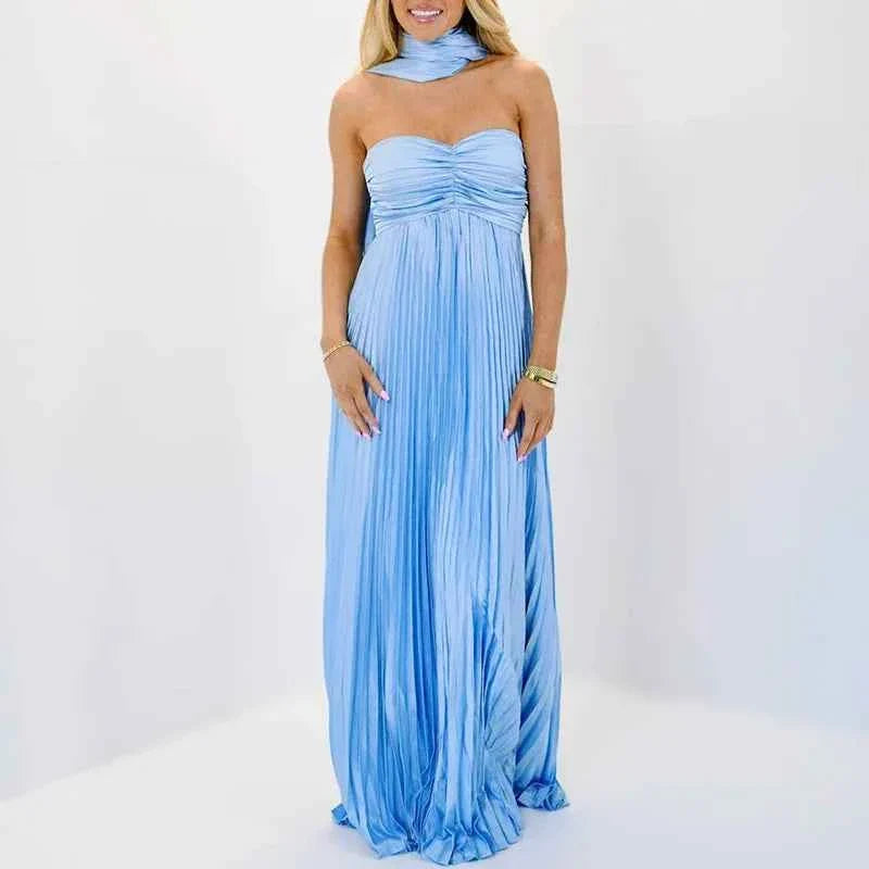 Scarf Off Shoulder High Waist Evening Dress