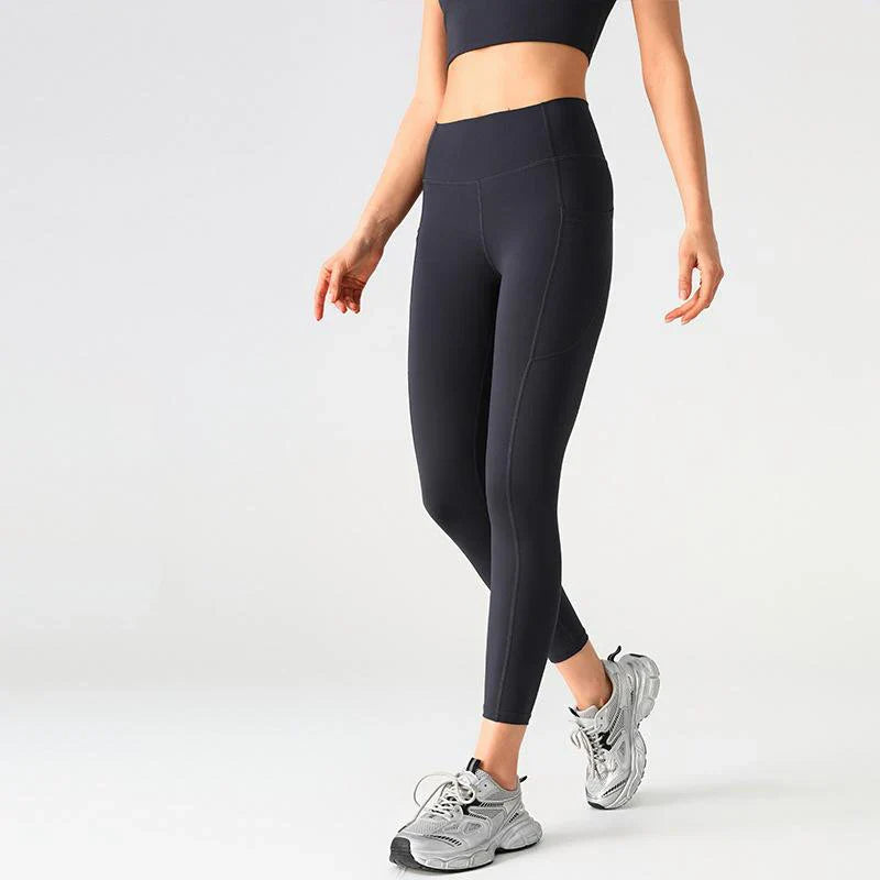 Seamless Bottom Pocket Yoga Pants - Grey / S