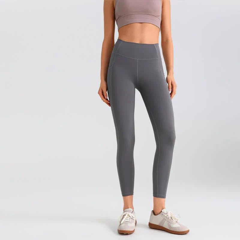 Seamless Bottom Pocket Yoga Pants - Rhinoceros Grey / 2XL