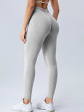 Seamless High Waist Sports Pants Peach Hip Lift Back V-Fold Fitness - CK9198-GREY / L