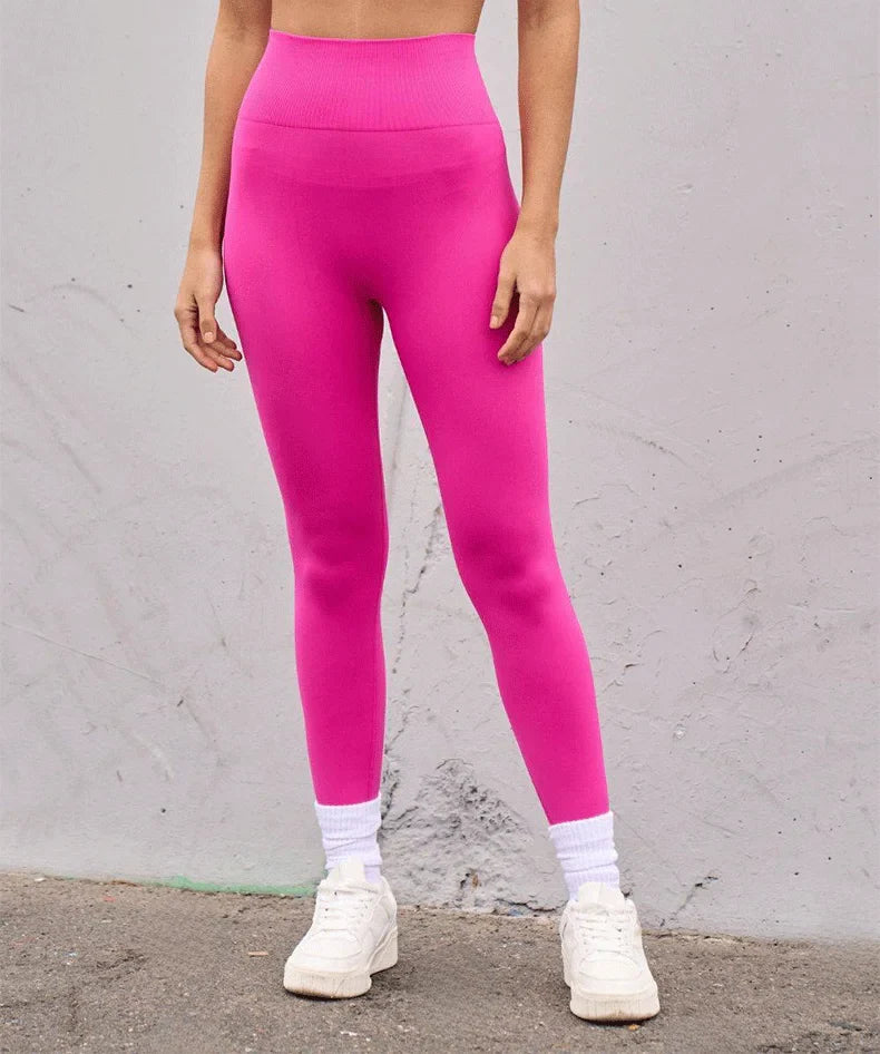 Seamless High Waist Sports Pants Peach Hip Lift Back V-Fold Fitness
