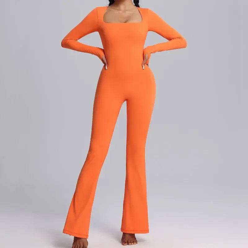 Seamless Jumpsuits Sports Fitness High Elastic Breathable Long-sleeved Suit