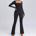 Seamless Jumpsuits Sports Fitness High Elastic Breathable Long-sleeved Suit - Black / Eurocode (L)