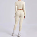 Seamless Sets Sports Fitness Hip-lifting High Waist Pleated Pants Long-sleeved Suits Workout