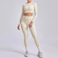 Seamless Sets Sports Fitness Hip-lifting High Waist Pleated Pants Long-sleeved Suits Workout