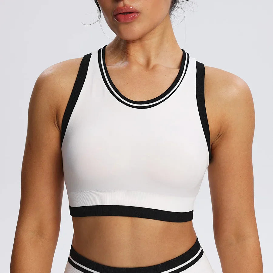 Seamless Tennis Dress Set Women T-shirts Skirt Outfit - WHITE / L