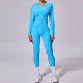 Seamless Yoga Jumpsuits Hip-lifting One-Piece Tight Hollow-out Beauty Back Workout Clothes for Women - Flame Blue 3 / S