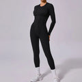 Seamless Yoga Jumpsuits Hip-lifting One-Piece Tight Hollow-out Beauty Back Workout Clothes for Women - Black 3 / L