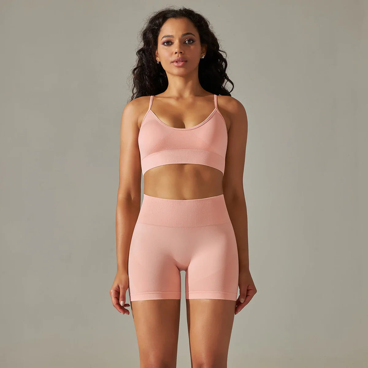 Seamless Yoga Set Camisole Bra Shorts
